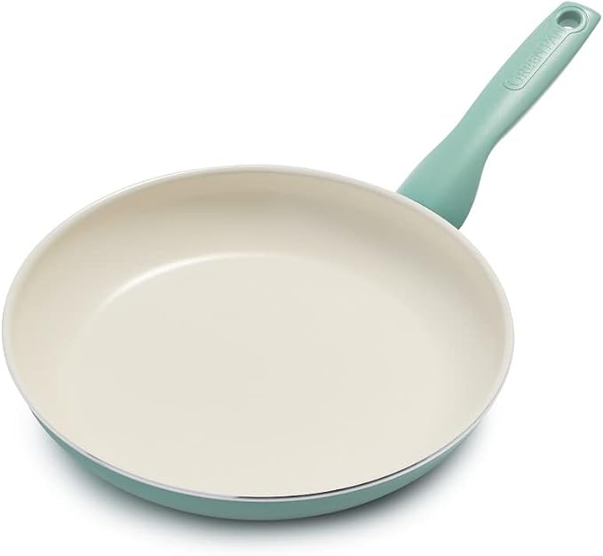 GreenPan Rio Healthy Ceramic Nonstick 10" Frying Pan Skillet, PFAS-Free, Dishwasher Safe, Turquoise (Pack of 4)