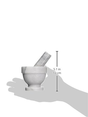 Fox Run Small Marble Mortar and Pestle Set, White, 3.5"
