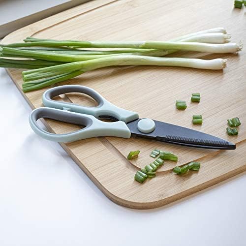 Country Kitchen Kitchen Scissors, Stainless Steel Kitchen Shears, Cooking Scissors for Cutting Meat, Chicken, Herbs and Produce with Blade Cover and Soft Grip Handles, Mint
