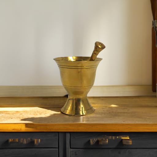 Solid Brass Vintage Mini Size Golden Mortar and Pestle Fully Decorational Kitchen Decor