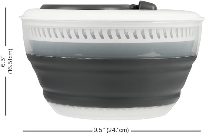 Space-Saving 3 Quart Collapsible Salad Spinner with Easy Handle