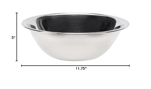 Vollrath 47935 5-Quart Economy Stainless Steel Nesting Mixing Bowl | Beaded Edge Grip and Flat Bottom for Restaurant Bakery Cafeteria | 11.81"W x 11.81"W x 3.97"H, 26-Gauge, Silver Mirror Finish, NSF