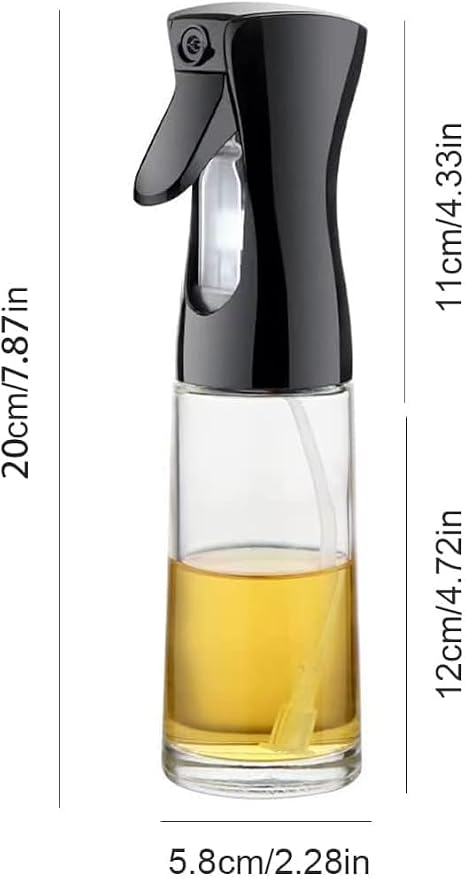 Oil Sprayer for Cooking, 200ml Glass Olive Oil Spray Bottle Mister, for Air Fryer, Salad, BBQ, Baking, Frying, Refillable Dispenser for Olive, Canola, Vinegar, Pack of 2