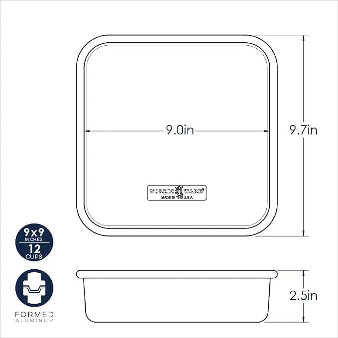 Nordic Ware Natural Aluminum Commercial Square Cake Pan, 9 x 9 (Pack of 4)