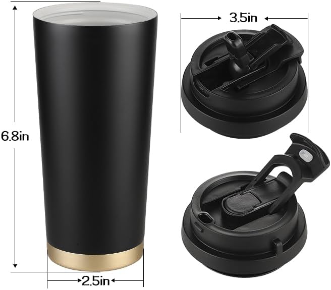 Funkrin Coffee Travel Mug with Flip Lid, 16oz Insulated Tumbler Cup with Ceramic Coating, Double Wall Vacuum Leak-Proof Tumbler for Office School Party Camping