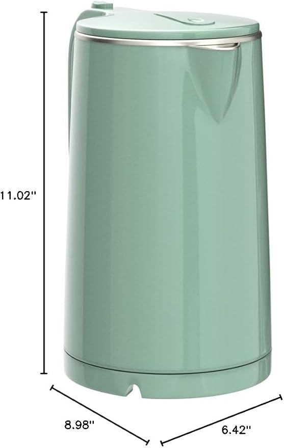 COOKTRON 1.7L Electric Kettle Quiet, Double Wall Hot Water Boiler BPA-Free, Quiet Boil and Cool Touch Tea Kettle, Cordless with Auto Shut-Off & Boil Dry Protection, 1500W Fast Boiling, Green