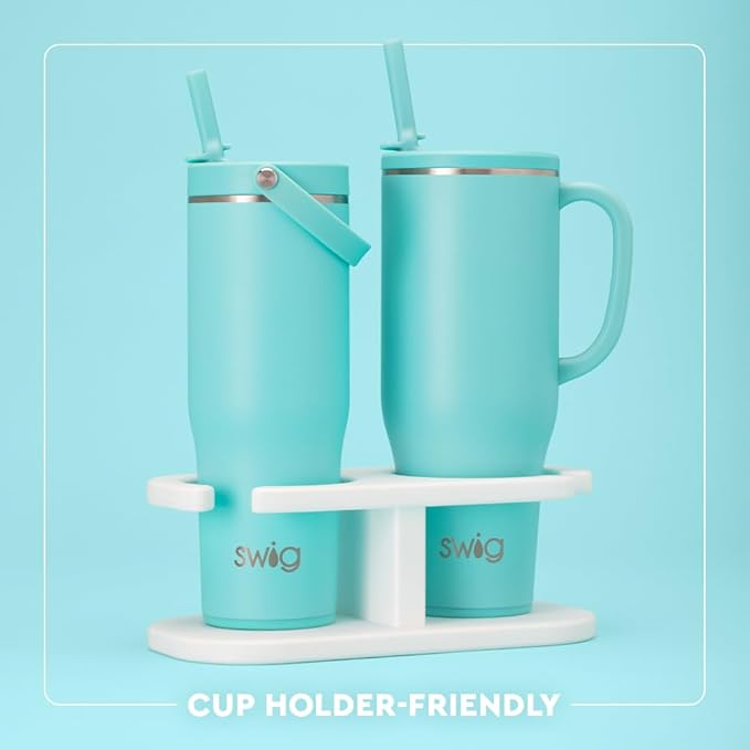 Swig Life 40oz Leakproof Mega Mug with Handle & Straw, Pagoda Paradise | Leakproof Lid - Triple Insulated Stainless Steel - Handle & Straw Included - Cup Holder Friendly - Dishwasher Safe