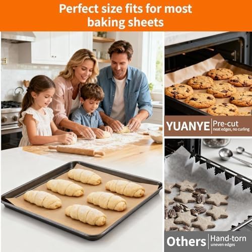 YUANYE 400PCS Parchment Paper Baking Sheets, 9"x13" Unbleached Precut Quarter Parchment Paper for Baking, Non-Stick Baking Paper for Grillin, Steaming Bread Cookies, Cakes, Oven, Air Fryer, Microwave
