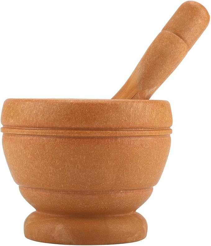 Mortar and Pestle Set, Manual Garlic and Seasoning Grinder with Non Slip Base Grinding Bowl for Crushing Seasonings, Making Paste, Guacamole and More (Wood Color)