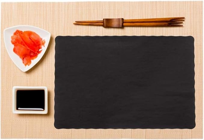 Disposable Paper Placemats – Premium, 100 Pack of Black Scalloped Edge Placemats, Perfect Size 10x 14