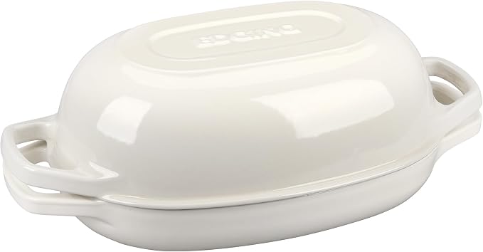 EDGING CASTING Enameled Cast Iron Oval Dutch Oven Pot with Lid, Dutch Oven for Sourdough Bread Baking, Bread Oven, Bread Dutch Oven, Oval Bread Pan, 5qt, White