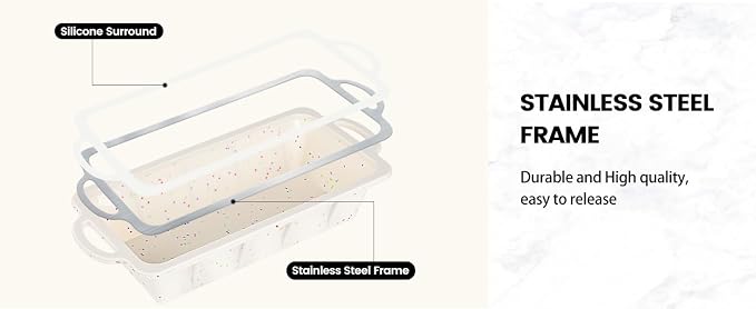Vinino 2 Pack XLarge Nonstick Silicone Loaf Pans 12.5 x 5.5'' for Baking | Extra-Large Pans for Make-Ahead Loaves, Paired Desserts, Freezer Meals & Neat Storage Of Neutral Style Bakeware Sets