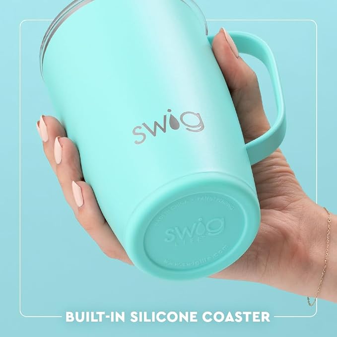 Swig Life 18oz Insulated Travel Mug with Handle & Lid, Teacher Life | Triple Insulated Stainless Steel - Handle & Lid Included - Keeps Coffee Hot or Cold - Cup Holder Friendly