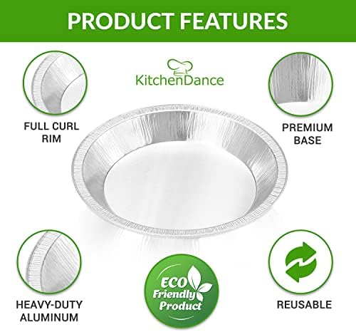 KitchenDance Disposable Heavyweight Aluminum Foil Round Baking Pan, 1070, Silver, 36 Ounces