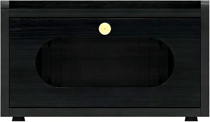 Garvee Bread Box for Kitchen Countertop, Wooden Breadbox Holder Container, Small Vintage Counter Top Breadbox, Farmhouse Stackable Organizer Bin for Homemade Food Shelf Acrylic Window Black