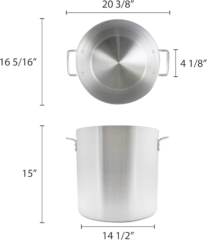 TrueCraftware- 50 qt. Heavy-Duty Aluminum Stock Pot with Riveted Handle 6mm Thickness- Multipurpose Pot Cookware Large Stockpot For Cooking Simmering Soup Stock Home Kitchen