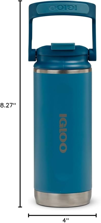 Igloo, 16 oz FlipNSip Tumbler, Reusable Travel Mug, Stainless Steel Insulated Hydration Cup for Hot & Cold Beverages, Blue