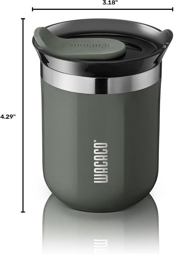 WACACO Octaroma Classico Vacuum Insulated Coffee Mug, Double-wall Stainless Steel Travel Tumbler With Drinking Lid, 6 fl oz (180ml), Dim Grey