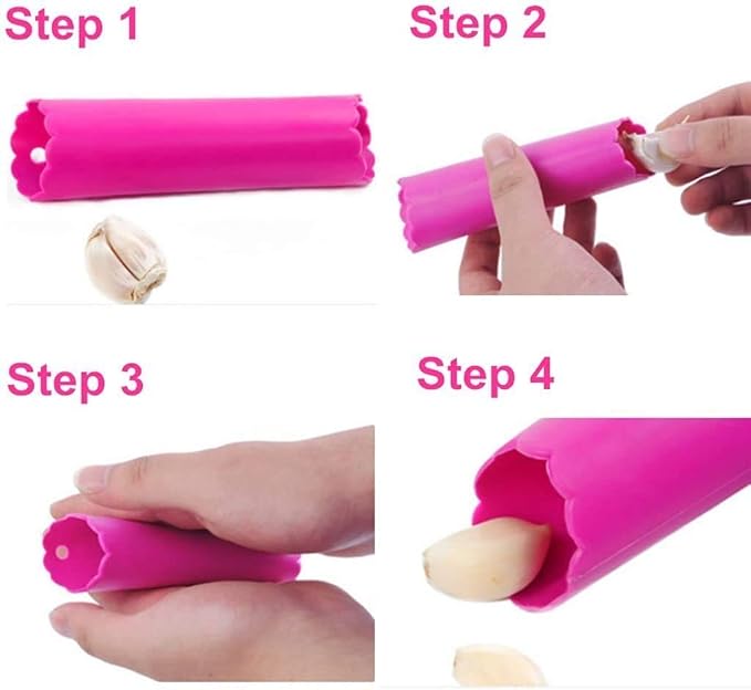Garlic Press Stainless Steel Garlic Rocker with Silicone Peeler | 304 Stainless Steel Mincer Food Grade Silicone Peeler Garlics , Color Random Peeler