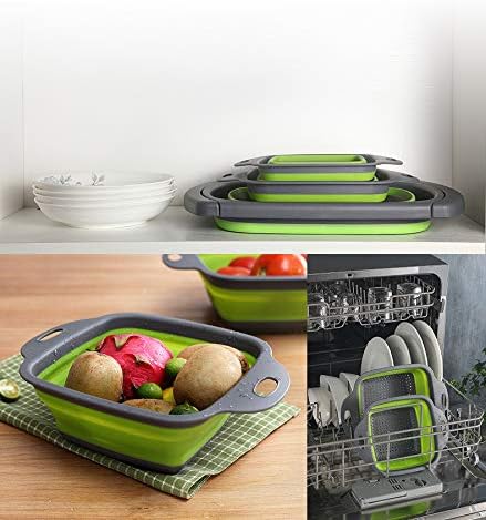 2-Pack Collapsible Colander, 9.5 & 11.5 Inch Folding Basket | Kitchen Vegetable & Fruit Strainer, Extendable Handles, Durable, Perfect for Draining Pasta, Veggies, Fruits