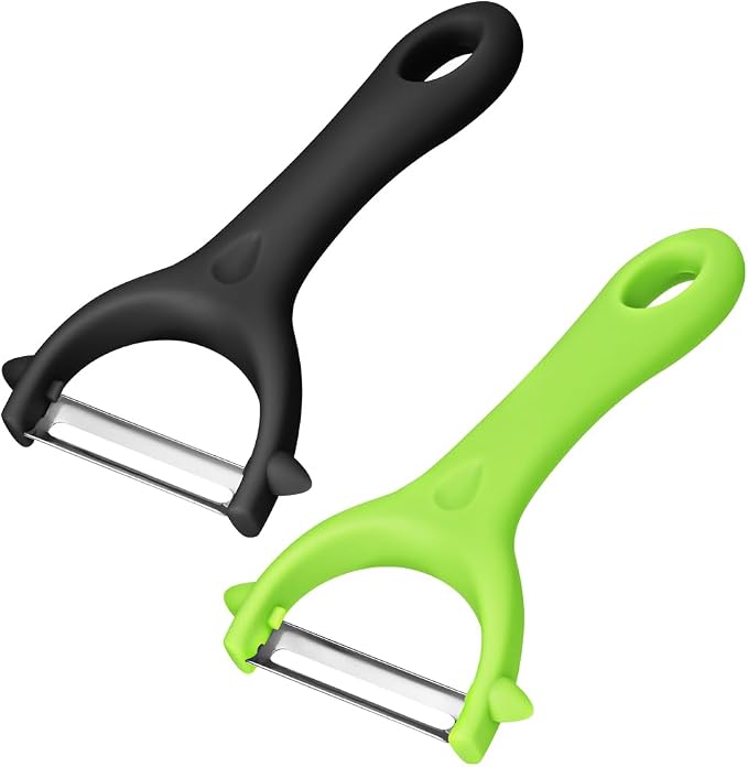 AUAUY 2Pcs Potato Peeler, Y-Shaped Swivel Vegetable Peeler, Black+Green | Fruit Peeler for Kitchen, Non-Slip Y Peeler, Ergonomic Handle Sharp Blade Stainless Steel Peeler, Veggie Peelers for Kitchen