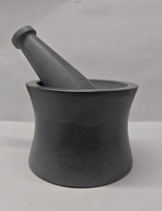 Mortar and Pestle, Made of Heavy Duty Polished Hard Stone, Natural Stone Grinder for Spices, Pastes, Herbs, Seasoning etc. (Dual Side Classic)
