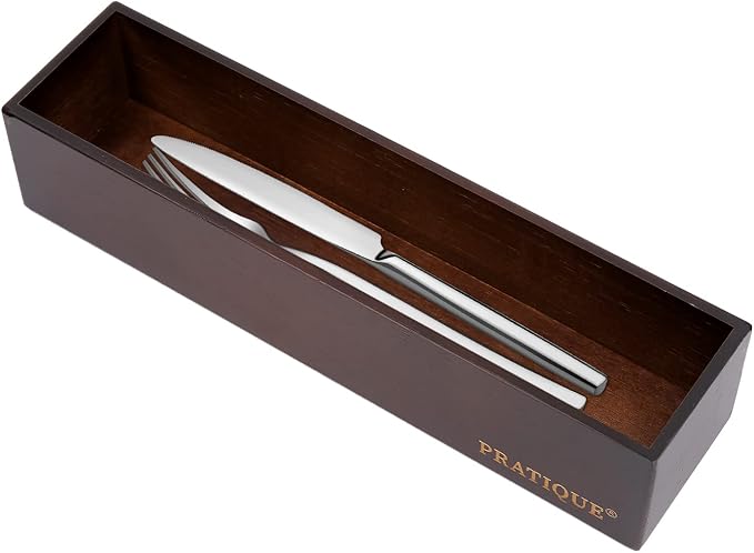 PRATIQUE Bamboo Drawer Organizer - Kitchen Utensil Organizer Silverware Tray Cutlery Holder,Office Desk Supplies and Accessories,12 * 3 * 2.6inch,Nut-brown