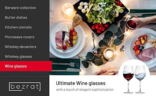 Bezrat Red Wine Glasses Set of 2, Hand Painted Wine Glass, Drinkware Essentials, 11" H, 28oz Wine Lover Large Glass, Glassware Gifts Ideas for Women Inspired by 'Duomo di Milano' Mothers Day (Red)