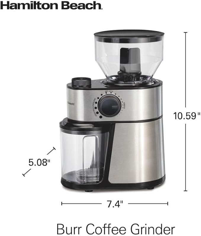 Hamilton Beach Electric Burr Coffee Grinder with Large 16oz Hopper & 18 Settings For 2-14 Cups, Stainless Steel (80385) (Pack of 2)