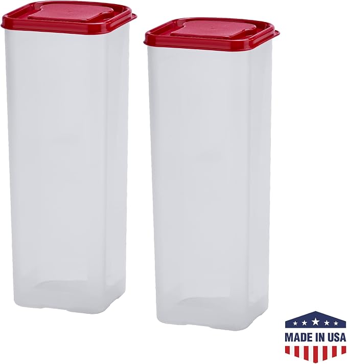 Buddeez Bread Buddy Bread Box – Red Lid, Pack of 2 | Seals in freshness, keeps loaves soft, easy to slice, bread storage container, bread keeper, bread holder