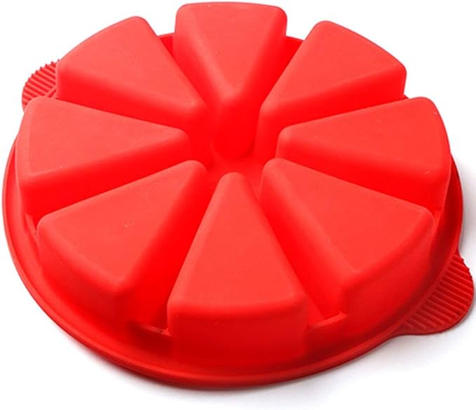 SHEbaking Scone Pan Silicone Triangle Cake Mold Scone Molds for Baking Nonstick Cornbread Pan 8 Cavity Pie for Pie,Pizza,Brownies (Red)