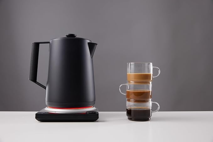 SAKI Luna Pro Variable-Temperature Electric Kettle 1.75 L, 6 Presets & 0-120 min Keep-Warm, Plastic-Free 304 Stainless, Altitude-Calibrated LCD, 1500 W Fast-Boil Auto Shut-Off, Matte Black