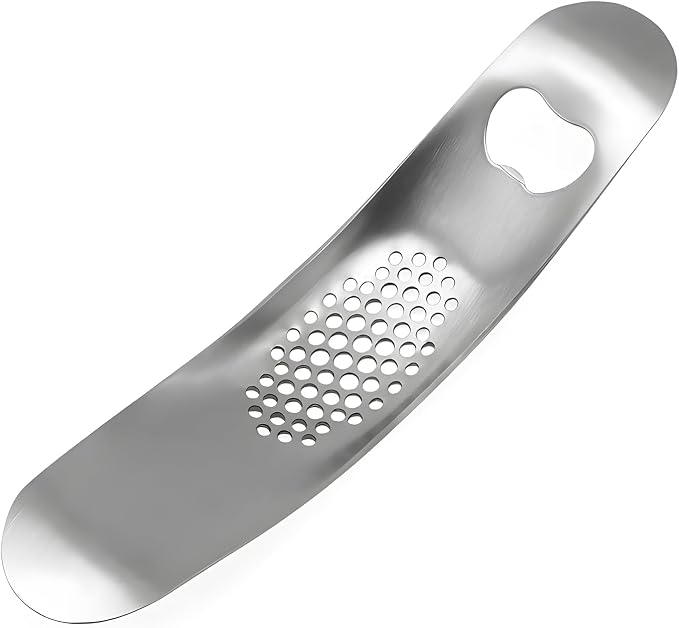 Garlic Press, Stainless Steel Garlic Mincer with Bottle Opener - Garlic Rocker Mincer Press Dishwasher Safe Compact & Durable Tool for Home Cooking