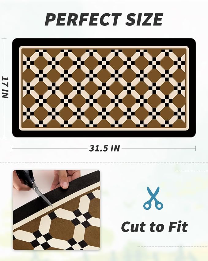 AMOAMI Coffee Mat Hide Stain Rubber Backed Absorbent Dish Drying Mat for Kitchen Counter - Fits Under Coffee Maker or Machine - PEANUT 17x31.5