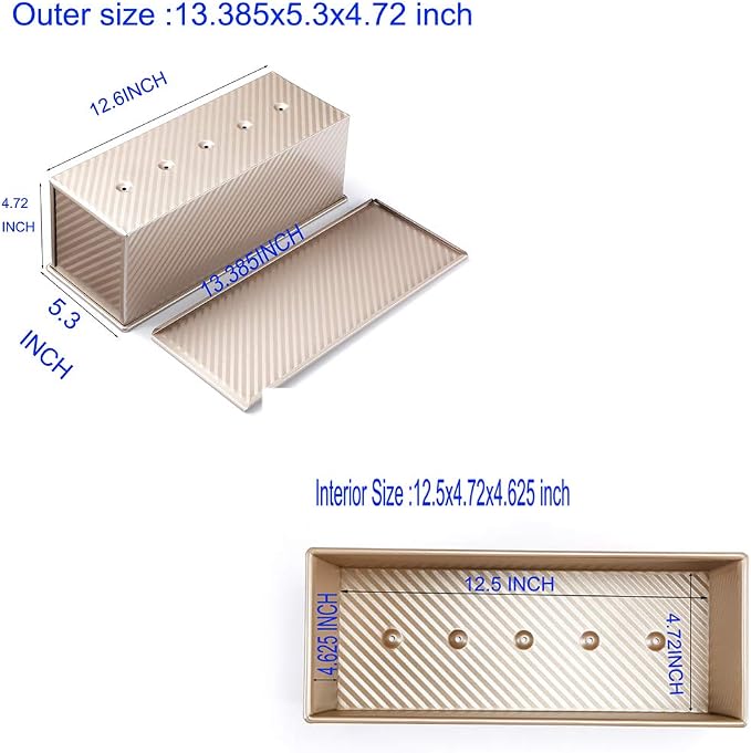 Monfish Large Loaf Pan w Lid Pullman Bread Pan Aluminized Steel