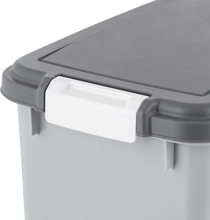 IRIS USA Dog Food Storage Container, Up to 30+11 lbs, Gray/Dark Gray | Made in the USA, Includes 2-Cup Scoop & Wheels, Airtight Seal, BPA-Free, Bird Seed, Cat food, Cat Litter, Treats, Toys
