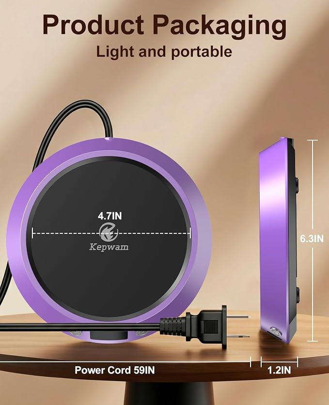 Kepwam Mug Warmer for Desk, Coffee Warmer with 3 Temp Settings & 2-9H Timer | 50W Fast Heating Beverage, LED Digital Display, Works for Coffee Mugs & Candle Jars, Multifunctional Gift fo Home & Office
