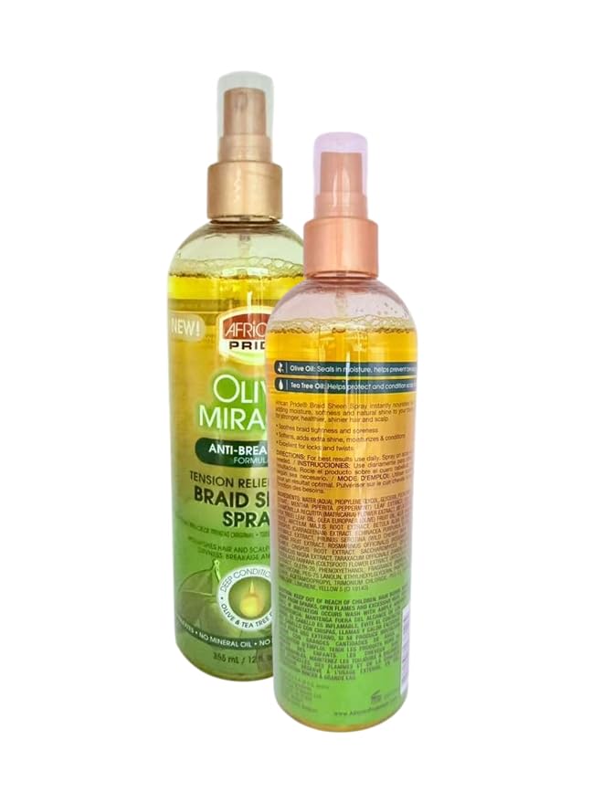 Olive Braid Sheen Spray, 12 oz (Pack of 2) - Miracle for Braids, Twists & Protective Styles - Anti-Breakage, Refreshes Hair