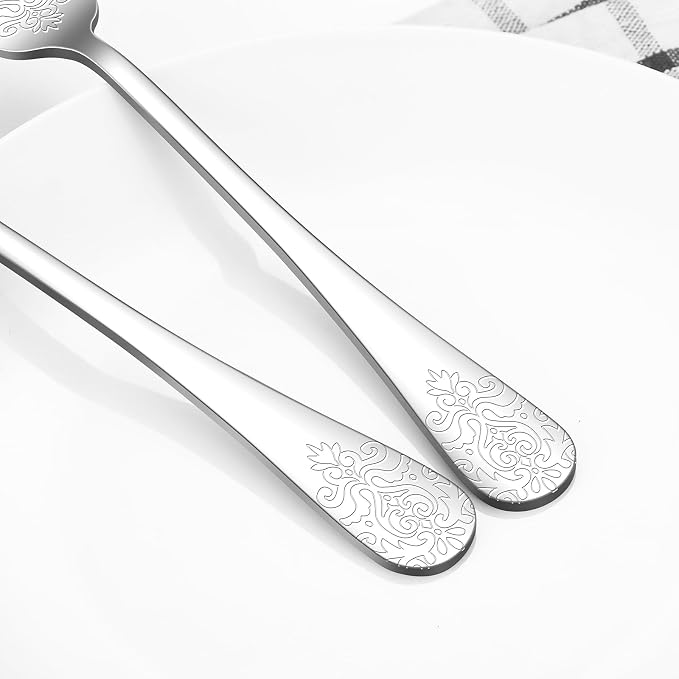 40 Pcs Silverware Set for 8, Food Grade Stainless Steel Flatware Set, Eating Utensils Sets Include Fork/Knife/Spoon, Reusable Cutlery Set for Home Kitchen, Dishwasher Safe, Embossed pattern-2