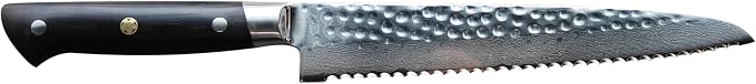 Japanese Chef Knife Kitchen Knife with 67 Layers Damascus Steel AUS-10 Core, Professional Damascus Knife with Full-Tang Ebony Wood Handle and Premium Gift Box (9Inch Bread Knife)