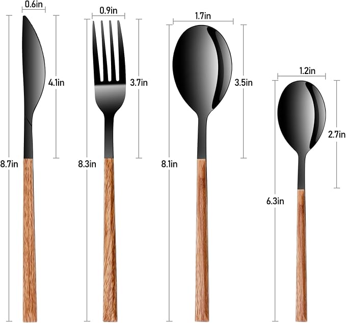 Black Dining Stainless Steel Flatware Serving Sets for 4,Dishwasher Safe | Cutlery Utensils Set Include Knives/Forks/Spoons Service for 4, Mirror Polished , for Home, Restaurant, Wedding