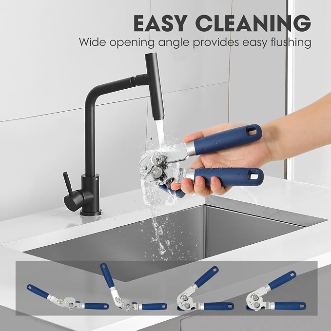 UHIYEE Manual Can Opener Hand Held with Magnet for Home Kitchen, Blue | Premium 420J2 Steel, Magnetic Lid Lifter, Easy-Turn Oversized Knob, Arthritis Friendly, Smooth Edge & Safe Cut