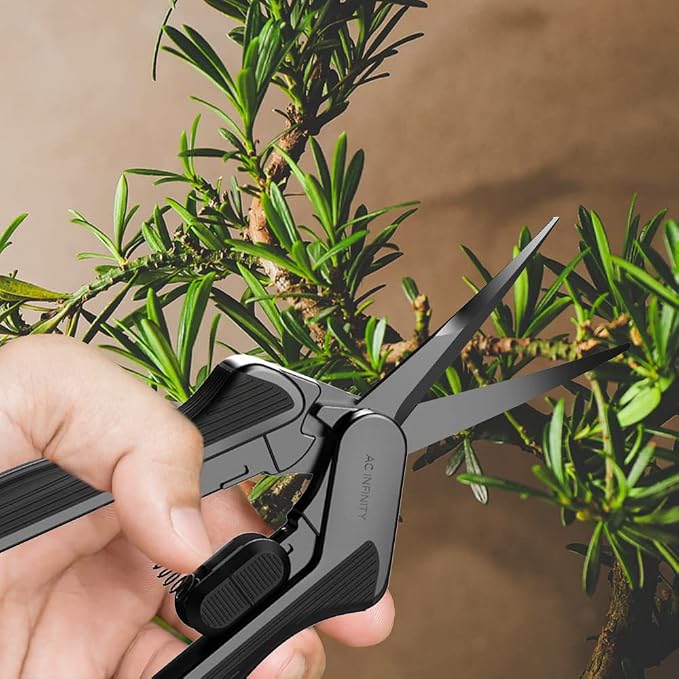 AC Infinity 16cm Stainless Steel Curved Pruning Shear 2-Pack, Lightweight | Lightweight Ergonomic Design, Curved Precision Blades with Nonstick Teflon Coating for Gardening, Hydroponics, Grow Tents