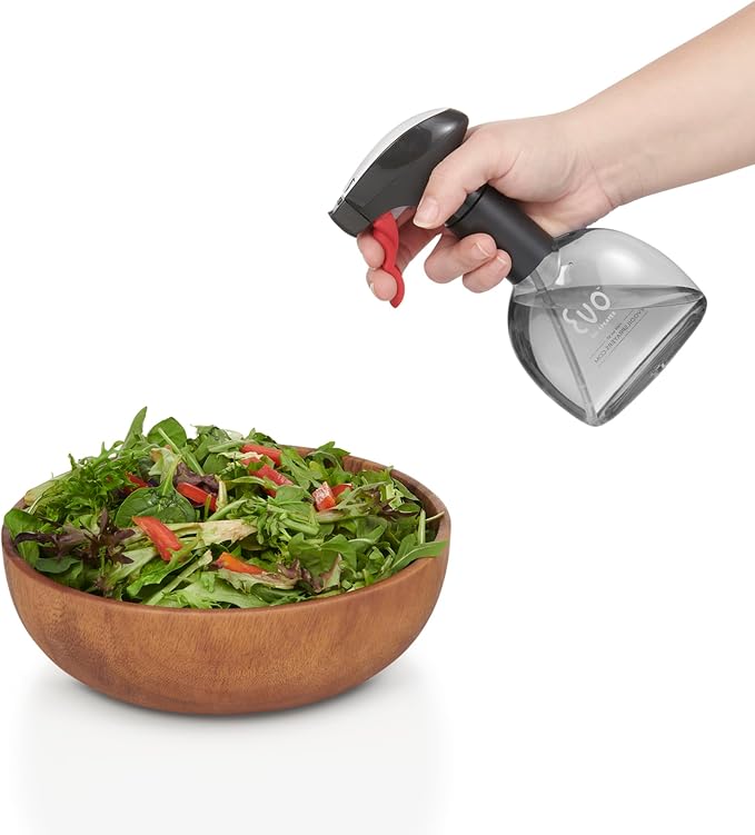 Evo Mini Oil Sprayer Bottle | Non-Aerosol for Olive Oil, Cooking Oils, Vinegars | 8-Oz Capacity | Rotatable Nozzle | Gourmet Cooking Tools - Food-Safe Materials - Charcoal, Set of 2