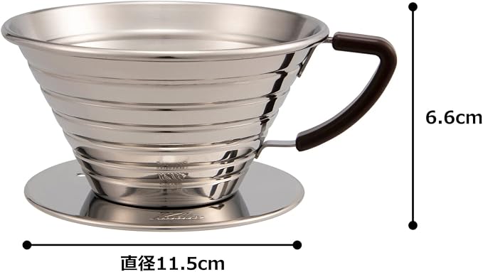 Carita Kalita Stainless Steel Coffee Dripper Wave Series - 2-4 People, 185S, Made in Japan, For 2-4 Cups