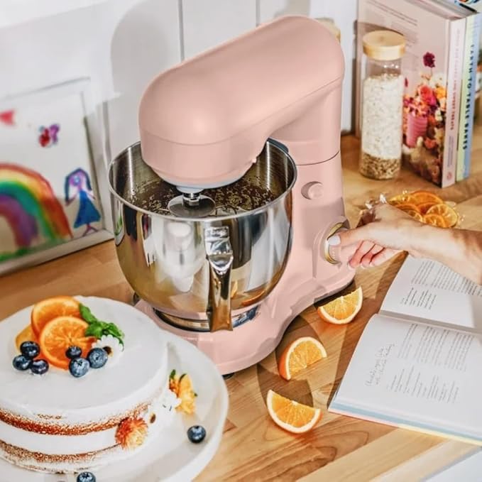 Wonderful Kitchen Stand Mixer 5.3 Qt Bowl, 12 Speeds Tilt-Head, Dough Hook Flat Beater Whisk for Baking Tasks Metal Build for Baking (Rose)