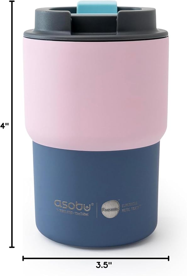 asobu Ultimate Stainless Steel Ceramic Inner Coating Coffee Mug with Double Walled Copper Lining Insulation, 12 Ounces (Pink)