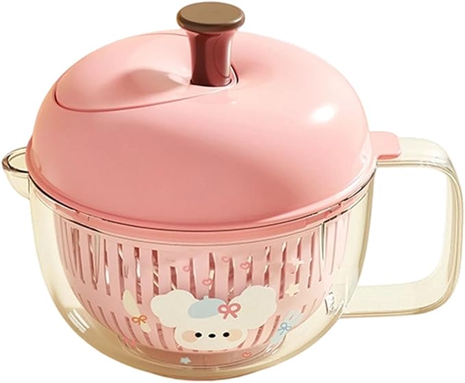 Salad Washer and Spinner with Bowl, Fruit and Vegetable Washer & Dryer, Vegetables Fruits Wash Bowl for Blueberries, Grapes & Cherry Tomatoes, Easy-Clean Kitchen Gadget for Greens (Pink)