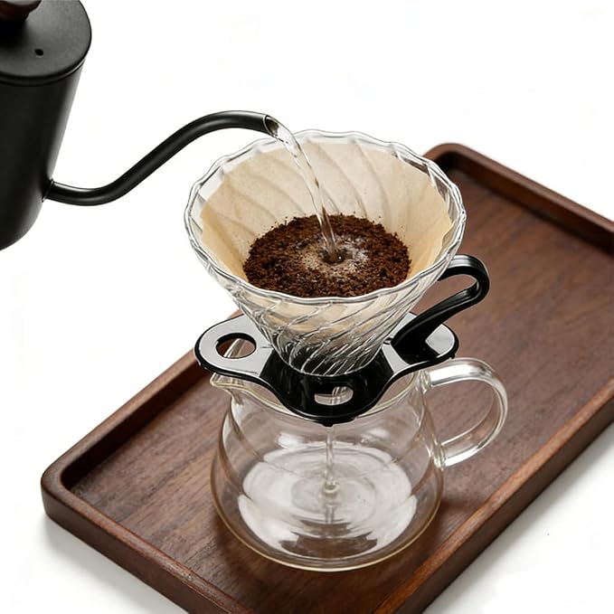 T-mark Glass Coffee Dripper/Filter Cup,Size02(1-4Cups) | Slow Brewing Glass Pour Over Coffee Maker,Home&Offices,Travel