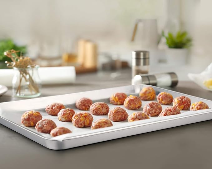 TeamFar Baking Sheet, 20" x 14" x 1" Stainless Steel Cookie Sheet Pans | 2 Piece Half Sheet Baking Pan Bakeware Set, Heavy Duty & Thick Gauge, Non Toxic & Healthy, Mirror Finish & Dishwasher Safe